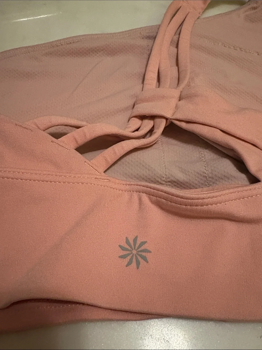 Athleta Coral Pink One-Shoulder Strappy Sports Bralette
